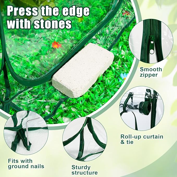 Woanger 4 Pieces Mini Greenhouse Pop up Flower Cover 27 x 27 x 31 in Small Sunshine Room Portable Cold Frost Protector for Indoor Outdoor Backyard PVC Gardening Plant, Individual Package with Tools
