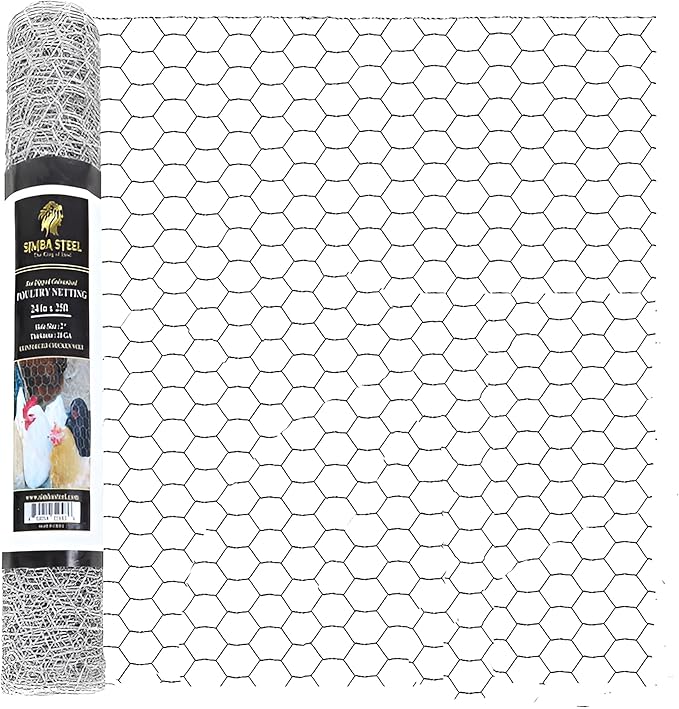 Chicken Wire 24 in x 25 FT x 2” Mesh x 20GA | Poultry Wire Netting | Hot Dipped Galvanised | Hexagonal Galvanized Mesh for Chicken Coop, Rabbit Cage, Fence Barrier PM24x25x2