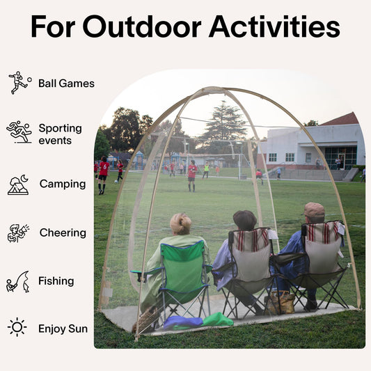 Eighteentek Sports Tent 7'X4'X6.5'H, Instantly Pop-up Shelter Providing Protection from Cold, Wind, Rain, 540° Panoramic Clean Bubble Tent for Sports Events, Camping, Fishing, Cheering, Parades
