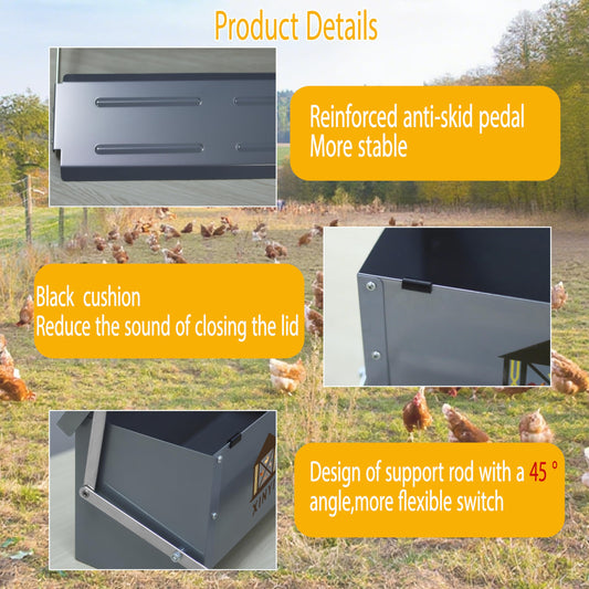 Automatic Treadle Chicken Feeder,25 Lbs No Waste No Spill Rodent Proof Chicken Feeder with Weatherproof Lid,Chicken Supplies for Your Chickens, Duck Feeder 3.4Gal