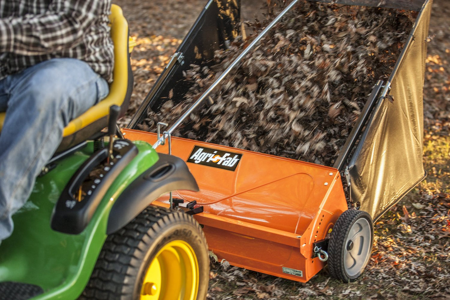 Agri-Fab Polypropylene 45-0288 175-Pound Max Tow Behind Drop Spreader, Black 42 Inch & 45-0492 Lawn Sweeper, 44-Inch Orange