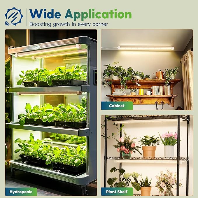 FREELICHT T8 Grow Lights for Indoor Plants, 2FT Full Spectrum, 30W, 4 Installation Methods, 5000K Linkable LED Grow Light Strips for Plant Shelf Greenhouse Succulent Seeding, 1 Pack