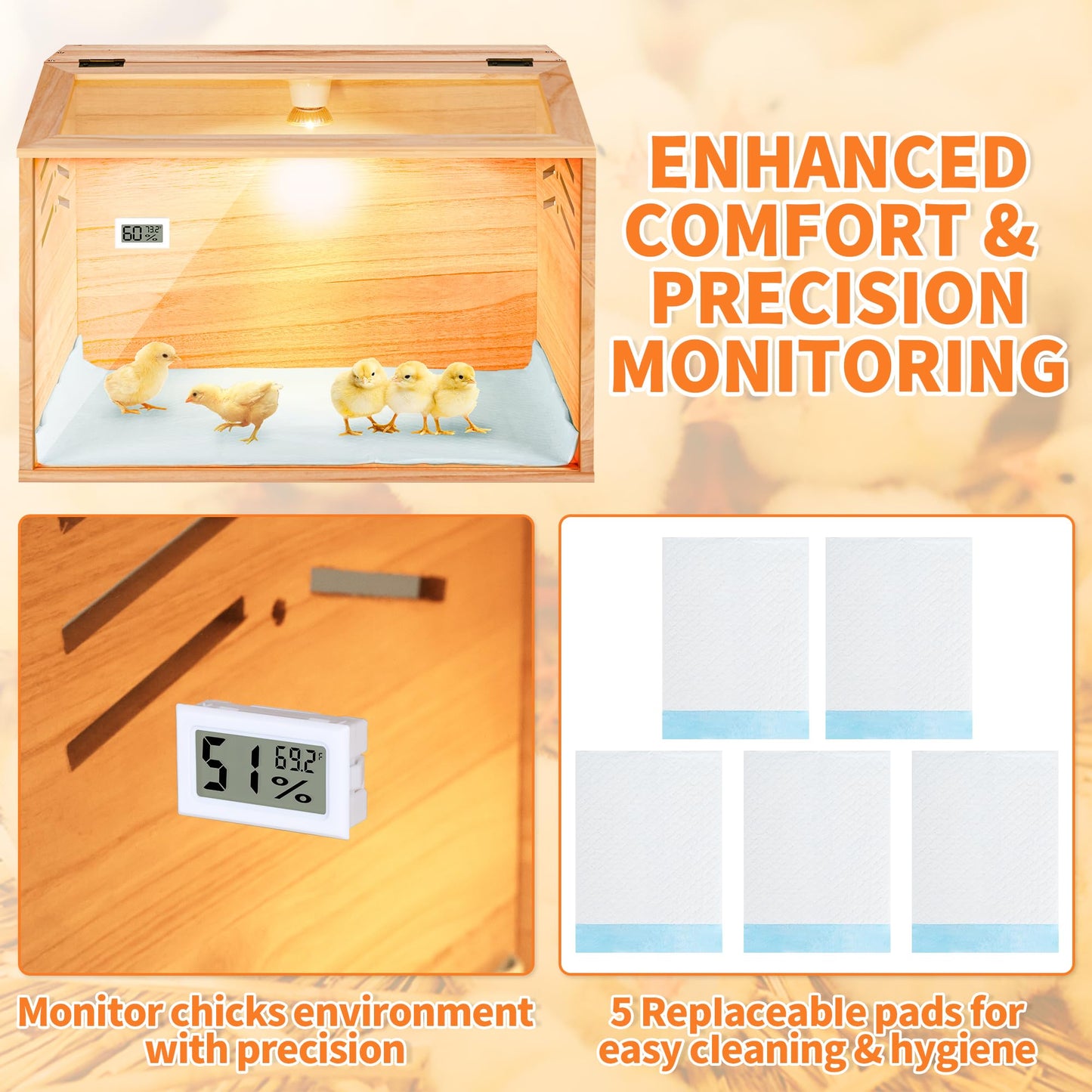 Brooder Box for Chicks,Chicken Chick Brooder Box 15.7×15.7×19.7 Inch