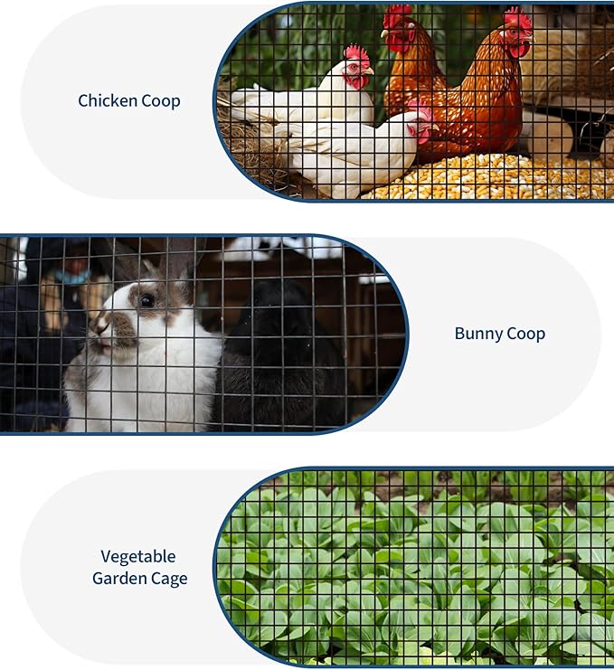 1/2 inch 36 inch x 100 FT Hardware Cloth, 19GA Chicken Wire Fencing,Galvanized Welded Wire Mesh Roll for Poultry Netting Cage, Chicken Coop, Black