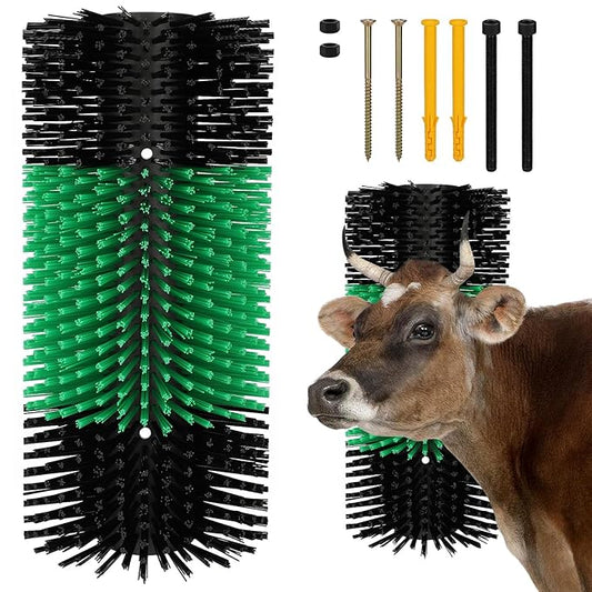 Livestock Scratching Brush with 4 Screws – Cattle and Horse Grooming Brushes, Itch Relief for Horse, Goat, Cattle，Cow,Sheep， and Pig,Livestock Supplies – Black & Green