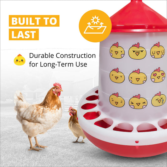Stromberg's Chicken Emoji Poultry Feeder, 9 lb, Translucent Plastic, Easy Food Level Monitoring, Durable Design, Removable Lid, Fun Poultry Setup, Ground or Hanging Feeder