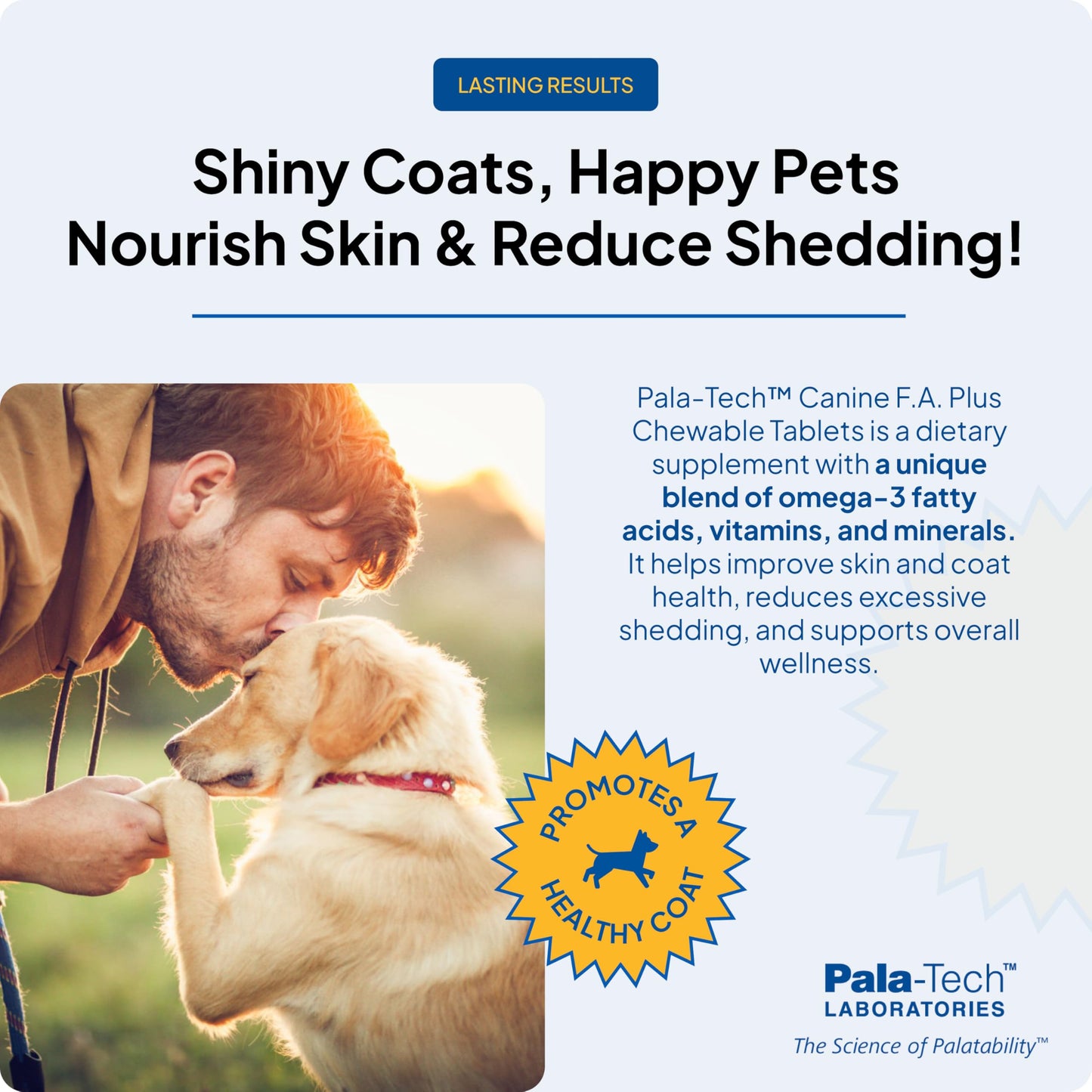Pala-Tech FA Plus Chew Tabs for Small Dogs - Supports Skin, Coat & Allergy Relief - Dog Vitamins and Supplements with Omega-3 & 6 Fatty Acids - 60 Ct, Roast Beef Flavor