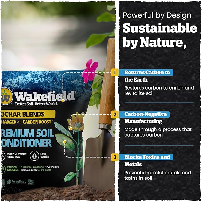 Wakefield Premium Indoor Potting Soil - Professional Biochar & Probiotics with CarbonBoost Technology - Ultimate Organic Potting Mix for Indoor & Outdoor Plants, Succulents & House Plants - 4Quarts