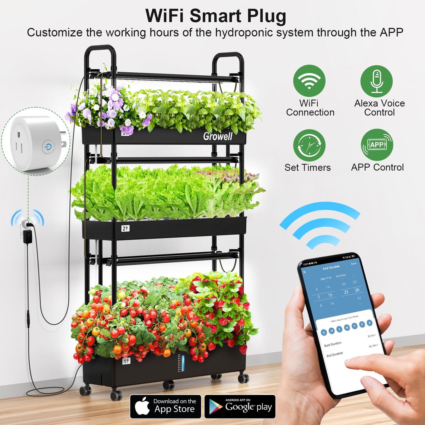 Growell 17 Pods & 90 Pods Hydroponics Growing System Kit