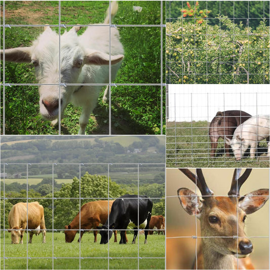 YXJSTO Farm Fence 4FT x 100FT, Heavy Duty Livestock Fence, Galvanized Welded Wire Fence for Deer, Cattle, Goat, Hog, Sheep, Animals and Field Protection