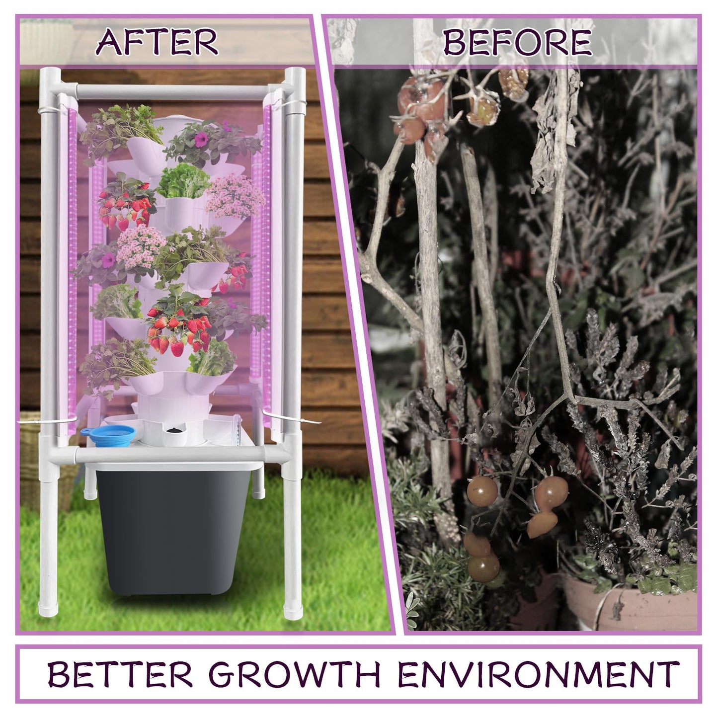 Hydroponic Tower with Grow Lights 30 Plant Growing System Indoor Smart Garden Vertical Garden Planter Germination Kit Including Water Pump and Movable Water Tank Gift for Gardening Lover (30plants)