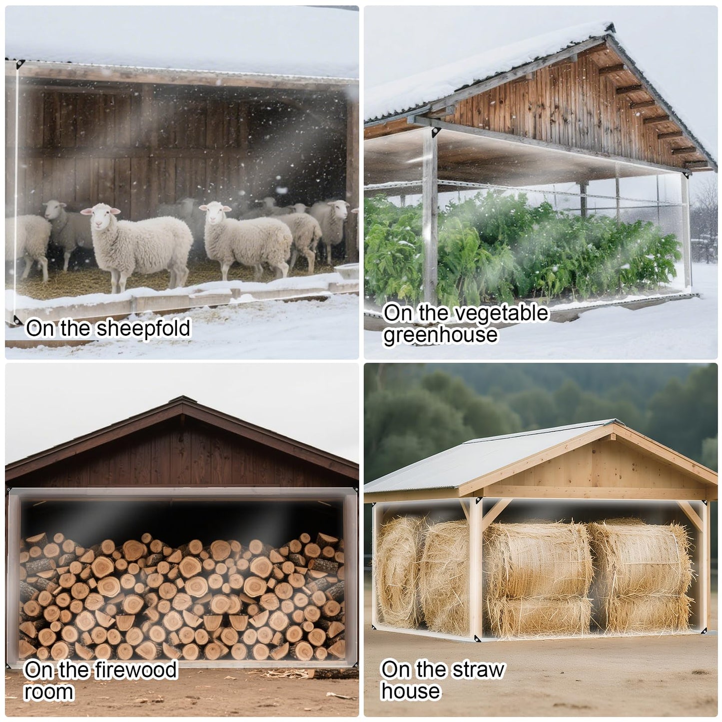 16Mil Chicken Coop Covers for Winter,4x6ft Thicken Clear Winterizing Insulation Vinyl Tarp for Chicken Run,Transparent Waterproof Anti-Tear with Elastic Cords & Rope for Porch Patio Poultry Enclosure
