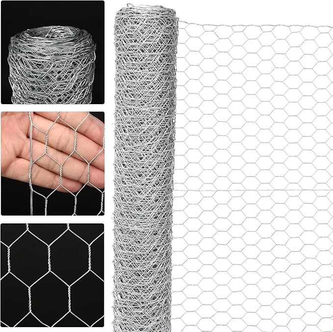 20GA Chicken Wire 16.1in x 236.2in, Upgrade Hexagonal Galvanized Mesh, Poultry Wire Netting Barrier Pet,Rabbit,Chicken Wire Fencing, Floral Chicken Wire