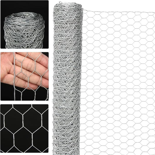 20GA Chicken Wire 16.1in x 236.2in, Upgrade Hexagonal Galvanized Mesh, Poultry Wire Netting Barrier Pet,Rabbit,Chicken Wire Fencing, Floral Chicken Wire