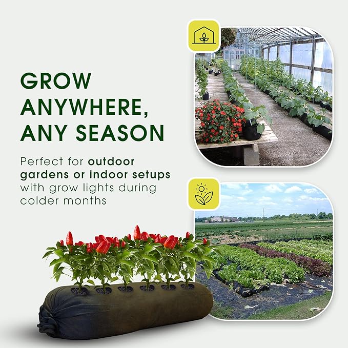 4x8 50ft Tubular Fabric Plant Pots with Full Drip Irrigation System - Heavy Duty Mesh for Optimal Airflow, Customizable up to 32 sqft Garden for Fruit, Vegetables and Flowers