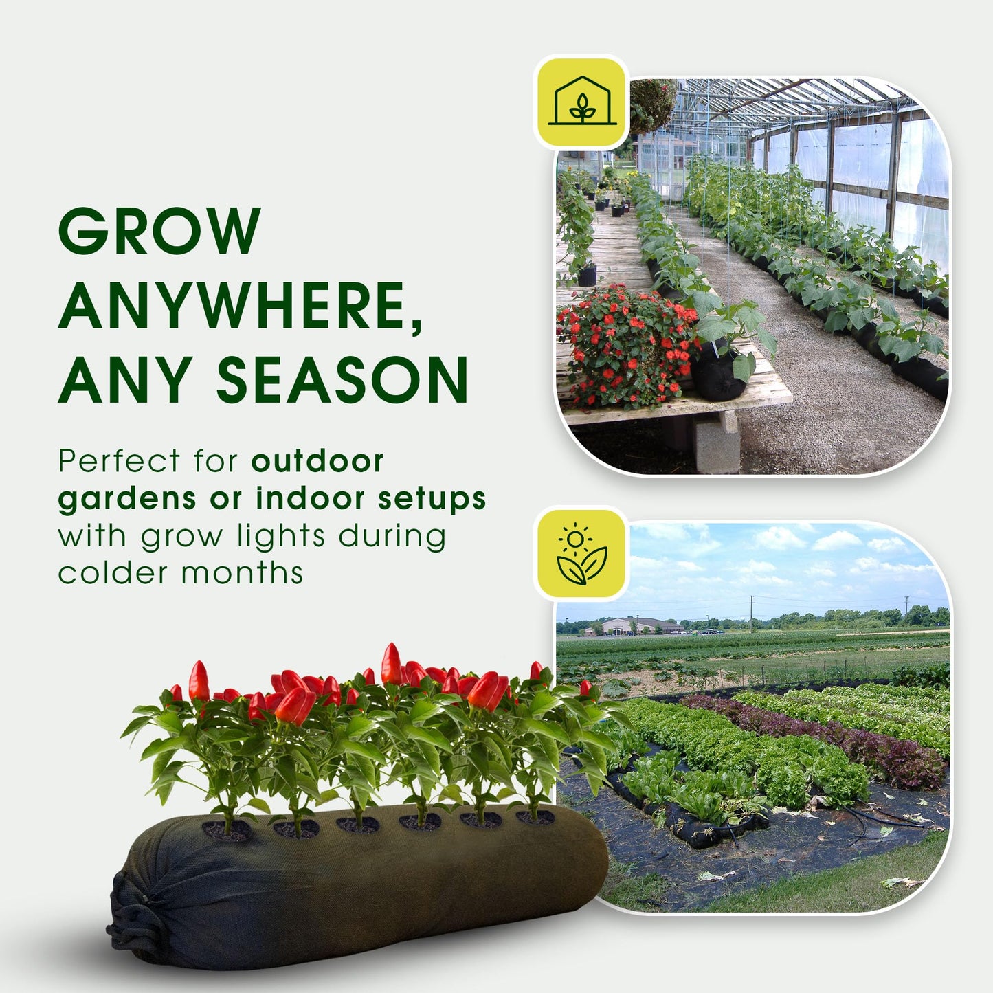 GardenSoxx 4x8 50ft Tubular Fabric Plant Pots with Full Drip Irrigation System - Heavy Duty Mesh for Optimal Airflow, Customizable up to 32 sqft Garden for Fruit, Vegetables and Flowers