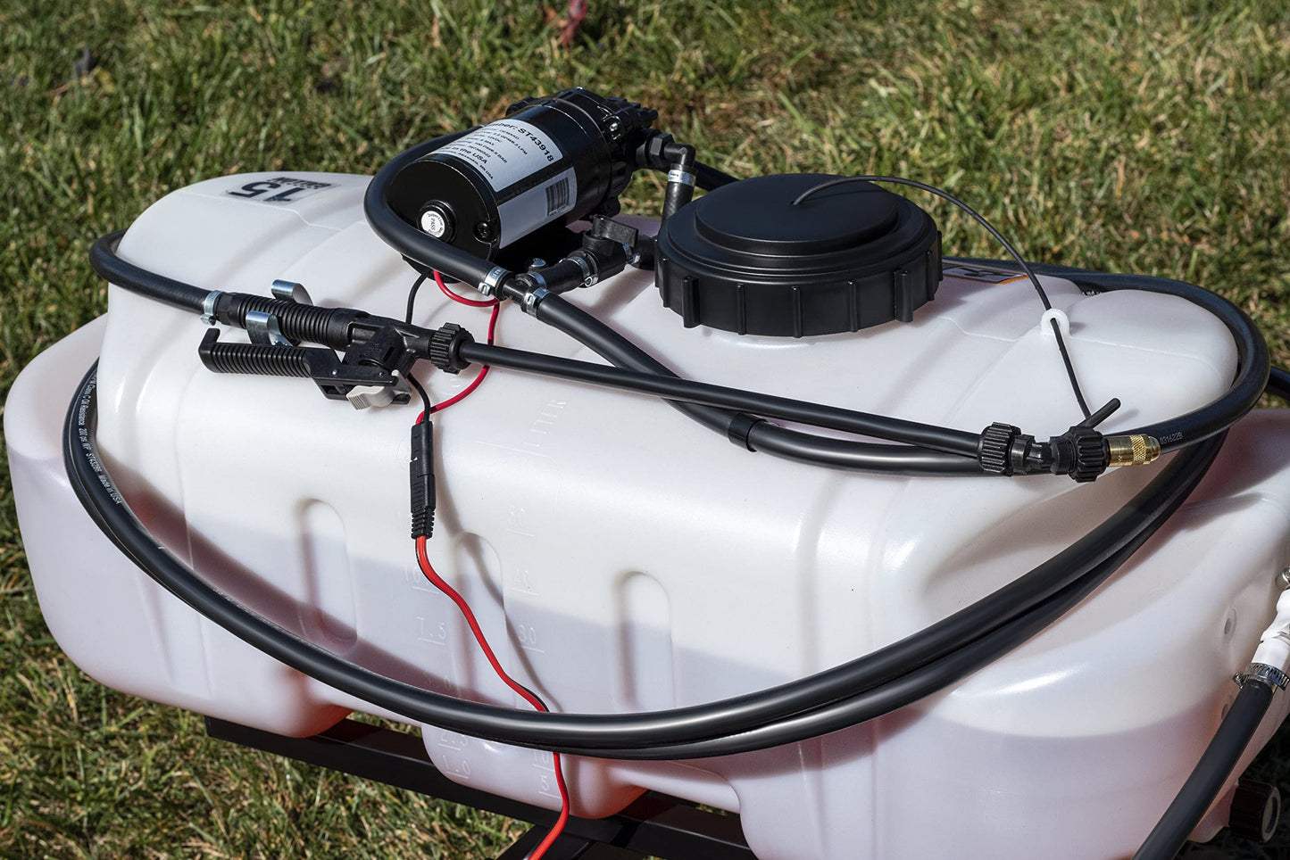 Agri-Fab 45-0628 Zero Turn Riding Lawn Mower Sprayer with Boom and Spray Wand 15 - Gallon Capacity Tank, 2.2 GPM, 100 PSI Sprayer Pump, Universal Design fits Many Zero Turn Brands