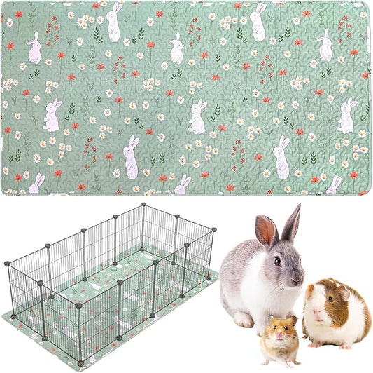 kathson 70" L x 27.5" W Rabbit Cage Liners Washable Rabbit Floor Mat Reusable Bunny Rug Super Absorbent Guinea Pig Carpet Anti-Slip for Hamsters Ferrets Hedgehog Chinchilla All Small Animals