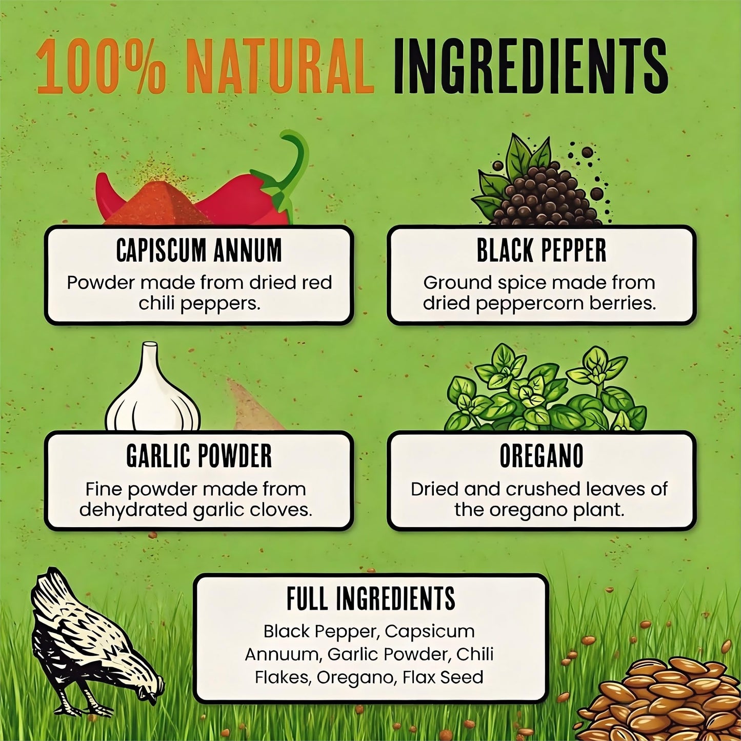ZURPRISE Natural Chicken Dewormer Powder - Chili Flavor | All-Natural Poultry Worm Treatment for Hens & Birds | Easy-Mix Feed Supplement | Safe for Eggs | No Withdrawal (1LB Pouch)