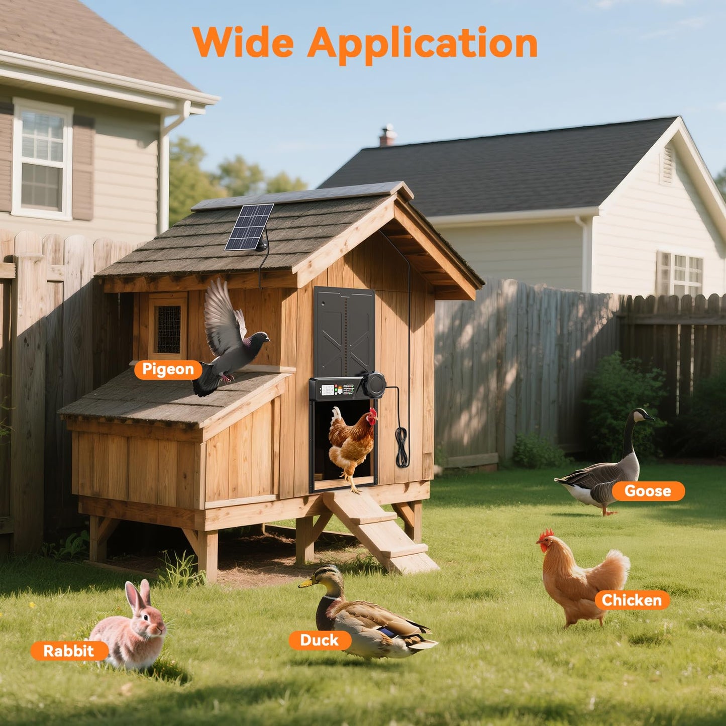 Large Automatic Chicken Coop Door Solar Powered, Automatic Chicken Door Opener with Timer Modes, Intelligent Obstacle Sensors, Solar Chicken Coop Door Chickens, Ducks, and Geese, 14.2" H x 10.83" L