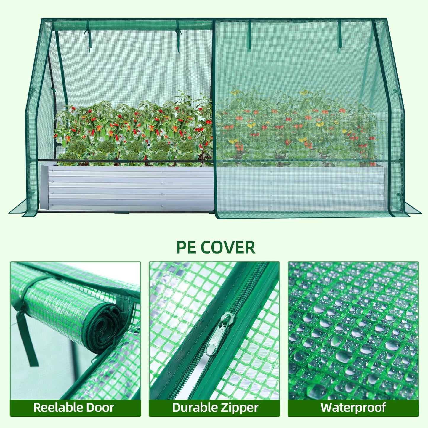 Ohuhu Mini Greenhouse + Raised Garden Bed with Greenhouse