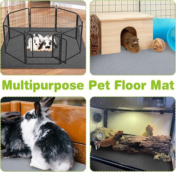 BNOSDM Waterproof Guinea Pig Cage Liner Washable Rabbit Bedding Liners Reusable Small Animals Pads Playpen Mats for Guinea Pigs Rabbits Hamsters Gerbils, 118x18Inch, Grey