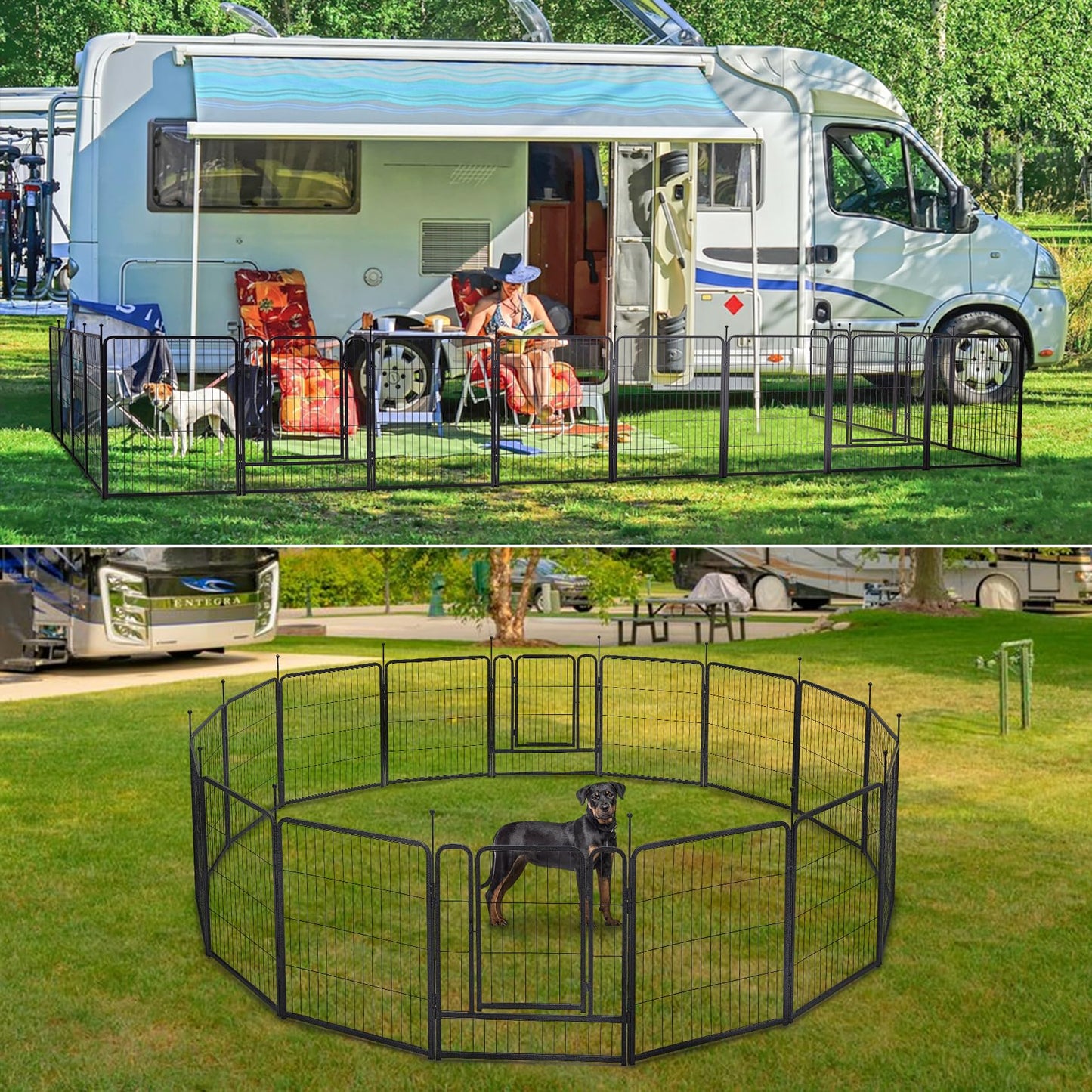 mestyl Dog Playpen, 40" Height 8 Panels Outdoor Pet Play Pen, Big Dog Exercise Play Pen for Large/Medium/Small Dogs, Foldable Puppy Pen for Indoor, Camping, RV, Anti-Rust Paint Finish, Quick Install