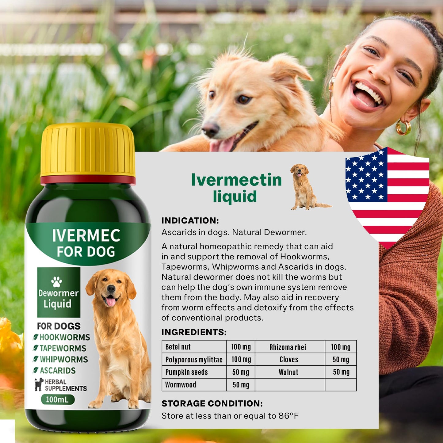 QIFEISHANKA lvermect Dewormer Liquid for Dogs, Broad Spectrum for All Wormer, Digestive Cleanser Treatment, Hookworms, Lung Worms, Pin Worms, Round Worms