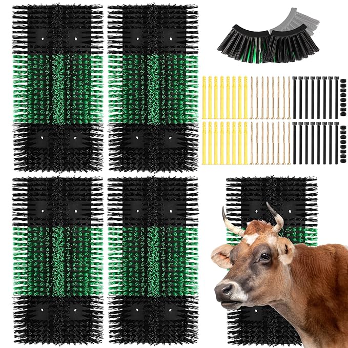 4pcs Upgraded XL Livestock Scratching Brush with 32 Screws – Large Cattle and Horse Grooming Brush, Itch Relief for Horses,Sheep, Goat, Cattle,Cow,and Pig,Livestock Supplies.