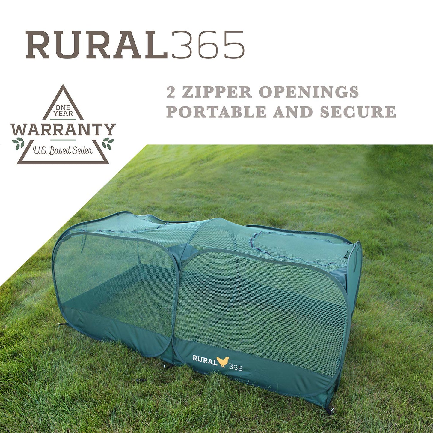KEXMY Rural365 Portable Chicken Run – Large Pop-Up Chicken Pen for Small Animals – Outdoor Pet Enclosure Outdoor Rabbit Run