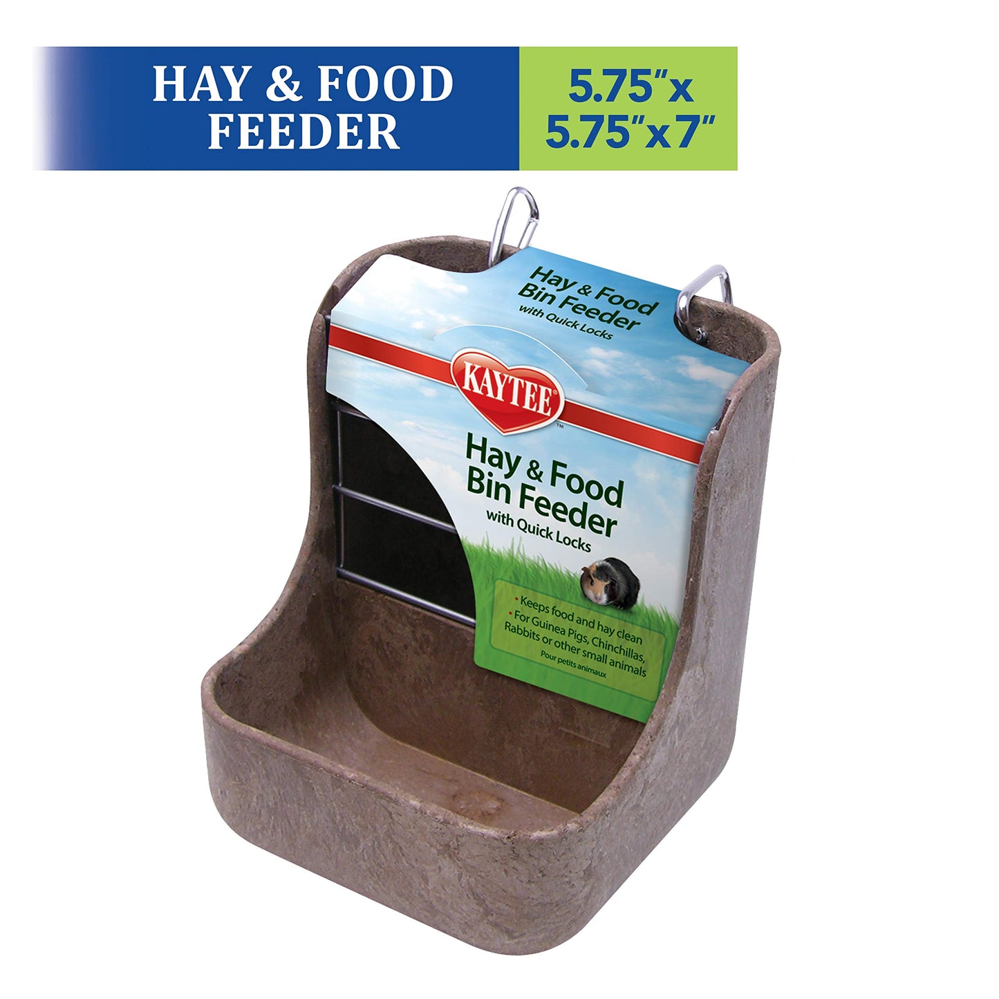 Kaytee Hay & Food Bin Feeder With Quick Locks For Pet Rabbits, Chinchillas, Guinea Pigs and Other Small Animals
