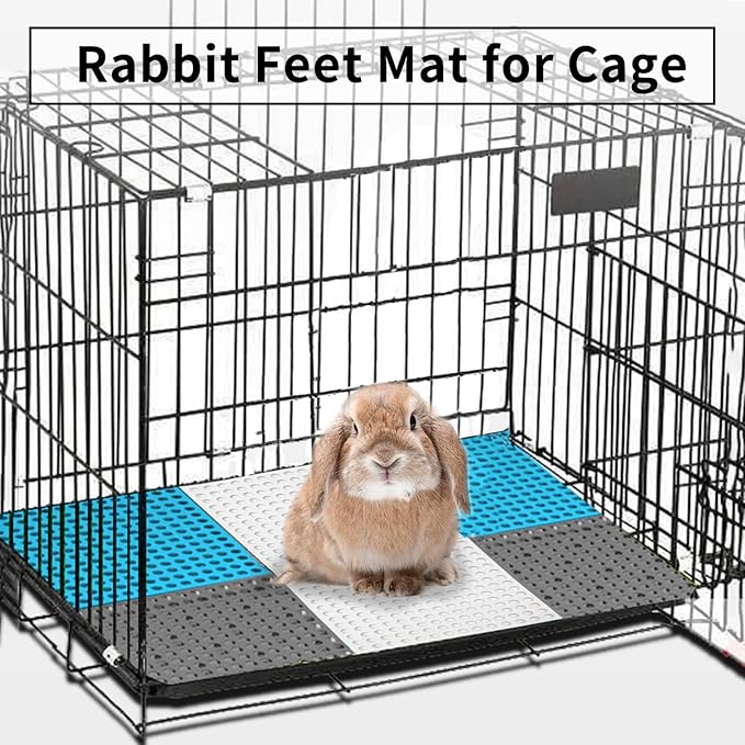 BNOSDM Rabbit Feet Pad 4 Pcs Rabbit Cage Mat Floor Plastic Bunny Resting Mat with Hole for Guinea Pig Chinchilla Ferret Small Animal (Green)
