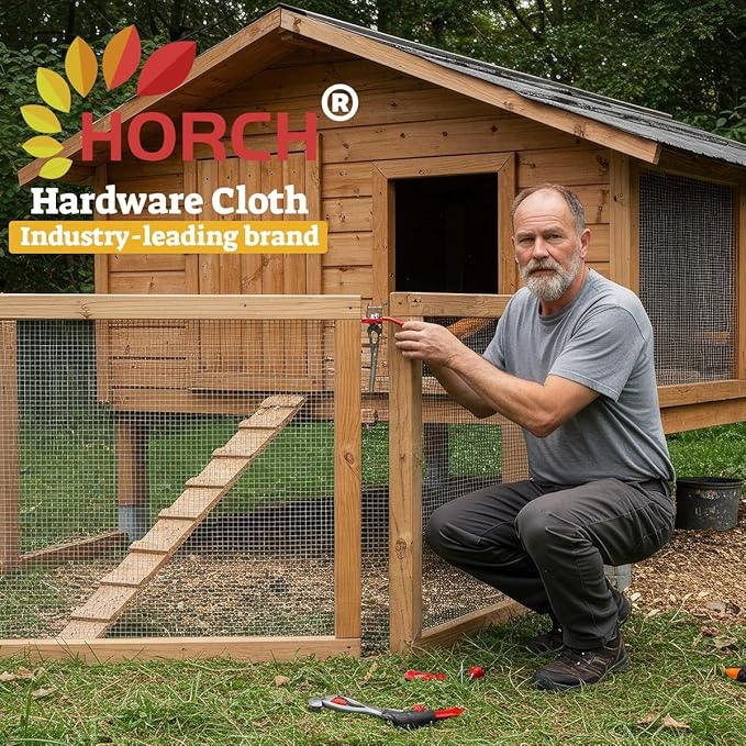 HORCH Hardware Cloth 1/4 inch 48 x 100 Ft 23-Gauge, Chicken Wire Mesh Roll, Mesh Wire Fencing, Gopher Wire for Underground, Rabbit Wire, Chicken Coop Cover, Tree Guard, Hardware Mesh
