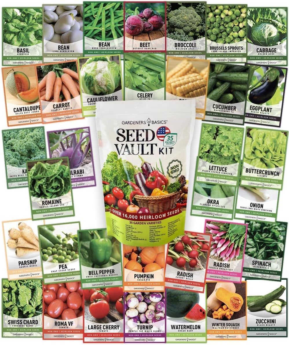 Ultimate Survival Seed Kit – 140 Heirloom, Non-GMO Varieties | Over 73,000 Seeds for Planting Vegetables, Herbs & Flowers | Emergency Food Preparedness & Long-Term Storage