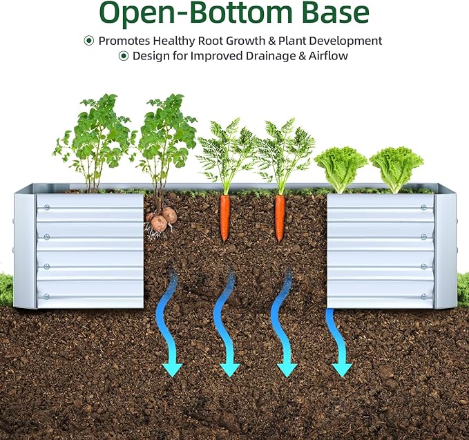 Ohuhu Raised Garden Bed with Greenhouse, 4x2x1 FT Galvanized Metal Planter Box with PVC Cover, Protects Plants from Frost Birds Insects, 3-in-1 Gardening Set for Vegetable Flower Herb Succulent
