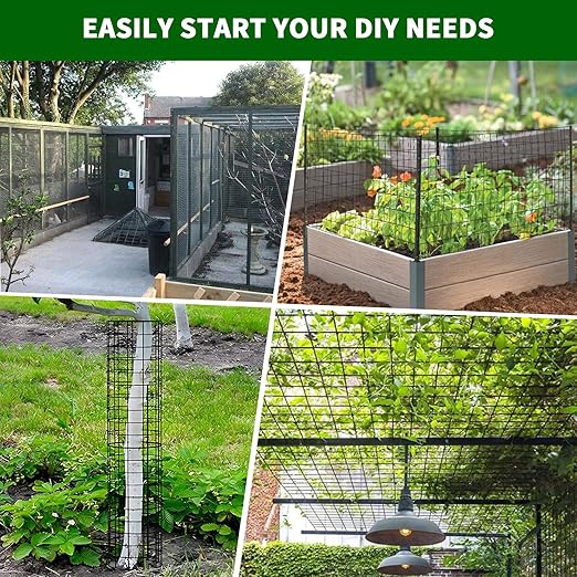 Hardware Cloth 1/2 inch 48 x 100 ft 19 Gauge Chicken Wire Fence Galvanized Steel Mesh Rolled Fencing for Garden Supports Poultry Netting Cage Snake Fence Tree Guard, Black