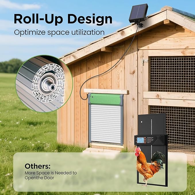 Automatic Chicken Coop Door Solar: Automatic Chicken Door - Solar Powered Chicken Coop Door with Timer & Light Sensor - Aluminum Alloy Chicken Door - IP65 Weather Proof - Remote Control- 4 Modes