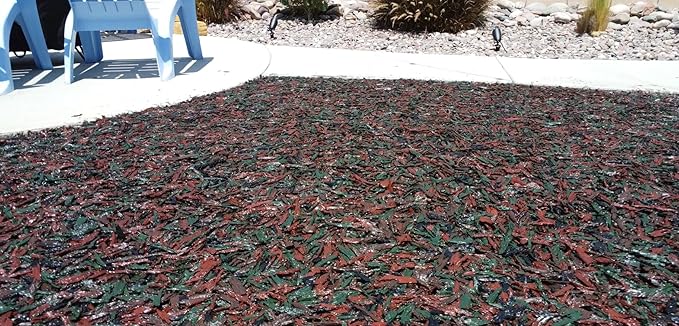 100% Wire-Free Shredded Rubber Mulch – Brown/Red/Green – 10 lb (0.6 cu ft) – Long-Lasting, Low Maintenance, Safe for Kids & Pets – Ideal for Landscaping & Playgrounds (Black/Green/RED, 10Lb)