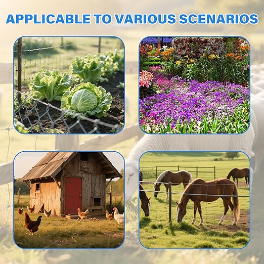 Solar Electric Fence Charger 8 kV - 0.2 Joules, 3-Mile Range, 10000mAh Lithium Battery & 3W Solar Panel - Ideal for Livestock, Pet, Poultry, Gardens, Orchards Protection