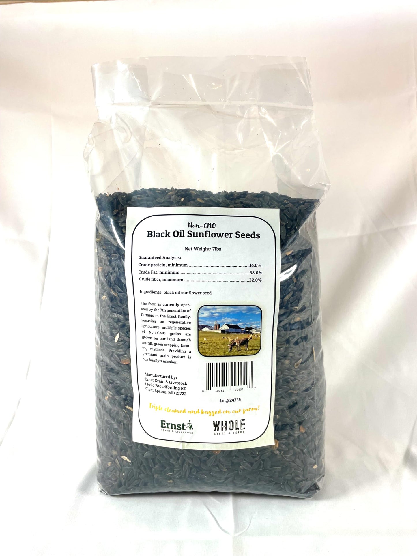 Ernst Grain & Livestock Wholesome Harvest Black Oil Sunflower Seeds - Birdseed for Outside Feeders Wild Bird Food - Ideal Bird Seed for Cardinals, Woodpeckers and More - Non-GMO, 7lb