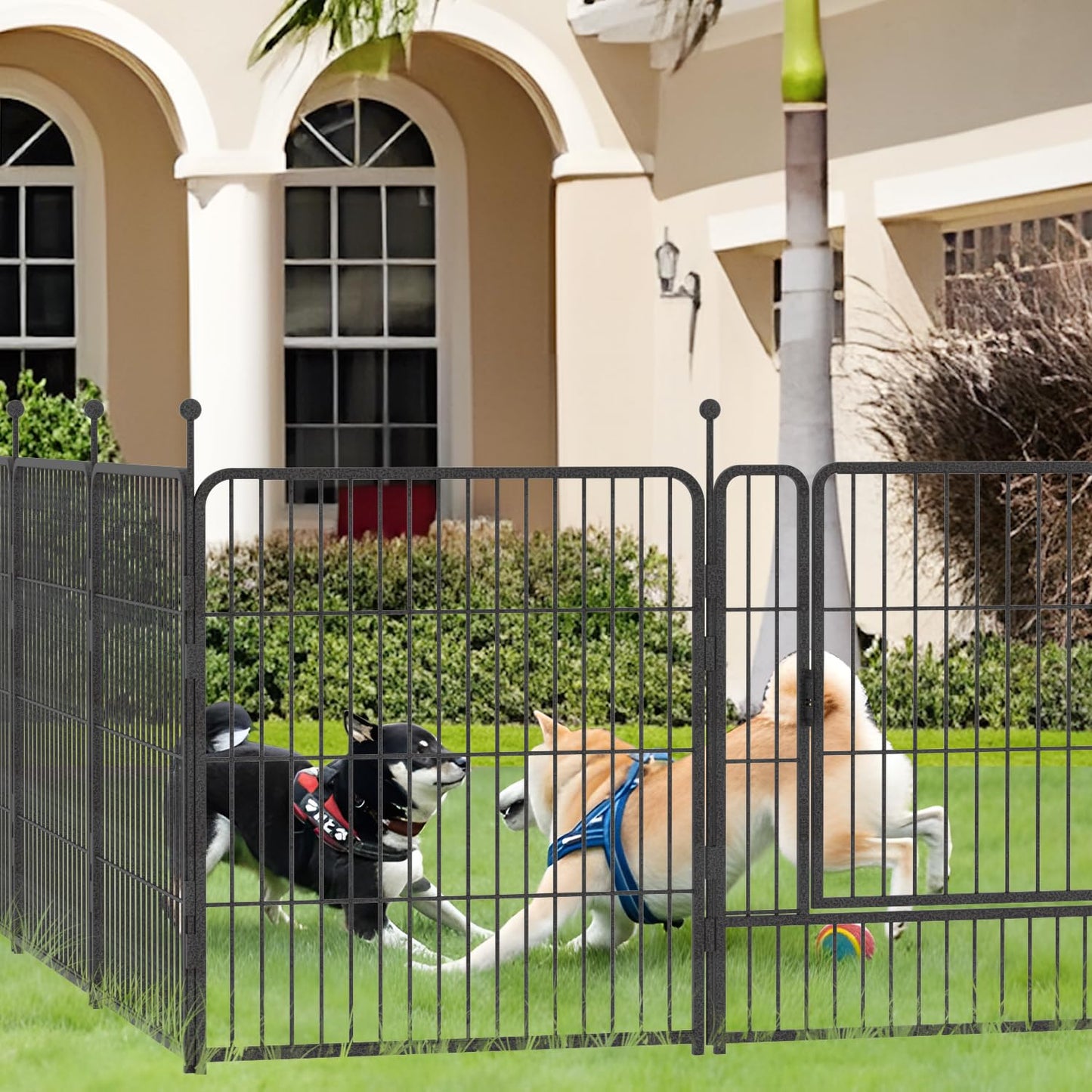 Dog Playpen,32/40/45 Inch Height in Heavy Duty, Folding Indoor Outdoor Anti-Rust Dog Exercise Fence, Portable Pet Playpen with Door for Large Medium Small Dogs and Pet (16 Panels, 32 Inch) Silver