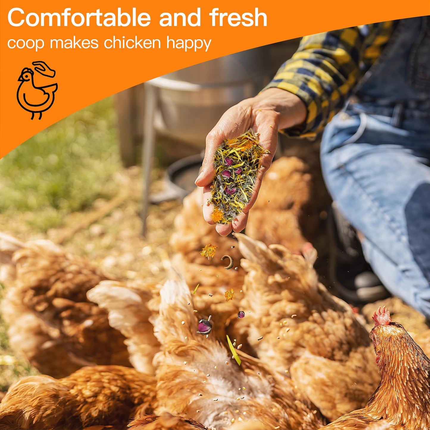 HoazHoald 35 Oz Chicken Nesting Coop Boxes Pads Herbs Natural Roost Poultry House Incubator Grit Flowers Lime Hemp Bedding Refresher for Coop Freshness Promote Egg Laying Help Smell Box Packaging