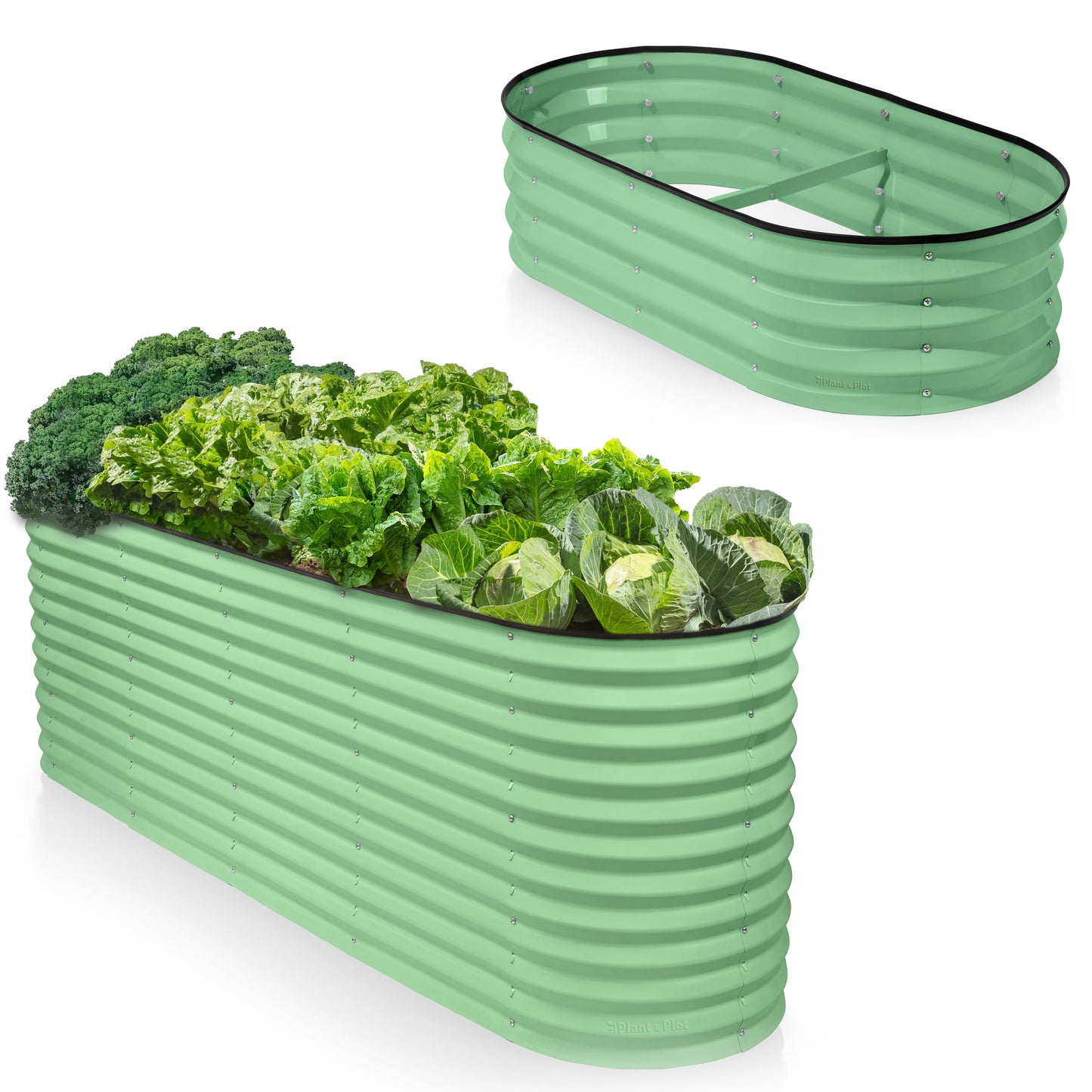 Galvanized Raised Garden Beds Outdoor // 4×2×1 ft & 8×2×2.5 ft Modular Planter Raised Beds for Gardening, Vegetables, Flowers // Large Metal Garden Box (Light Green)