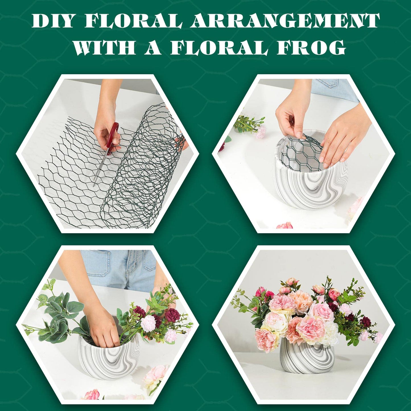 Amylove 2 Pack Chicken Wire for Floral Arrangements 0.6 Inch Hexagonal Galvanized PVC Coated Netting Wire Fence for Crafts Poultry Garden(12 x 48 Inch)