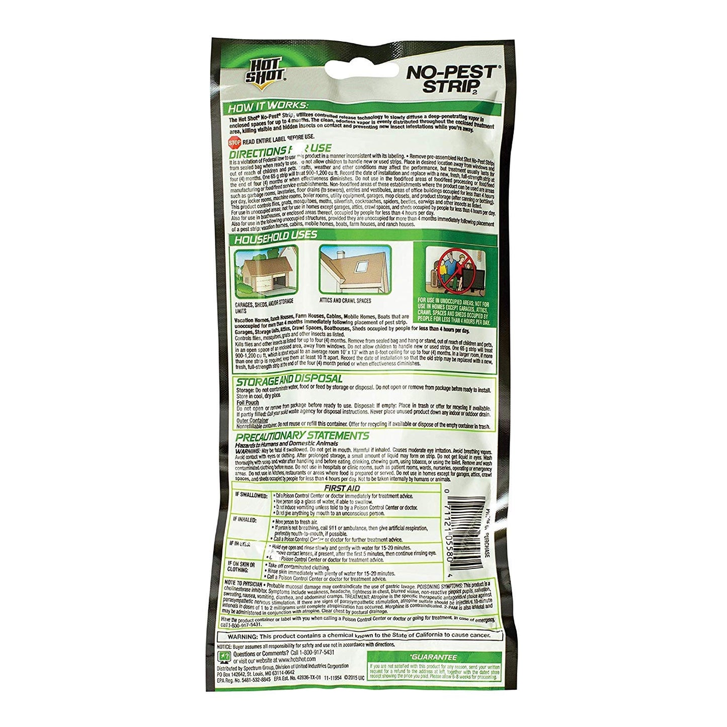 Hot Shot No-Pest Strip 2 2.29 Ounce (Pack of 5)