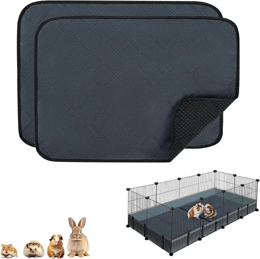 HERCOCCI Guinea Pig Cage Liners, Washable Guinea Pig Bedding Super Absorbent Guinea Pig Pee Pads Anti Slip Mat for Rabbit Hamster Rat Chinchilla (2 Pack - 19.6’’ x 13.7’’)