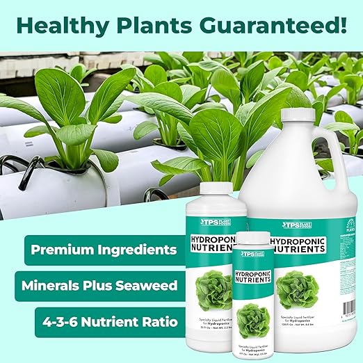 Hydroponic Nutrients for Edible Plants, One Part Complete Liquid Plant Food for Hydroponic Systems, 32 oz (1 Quart)