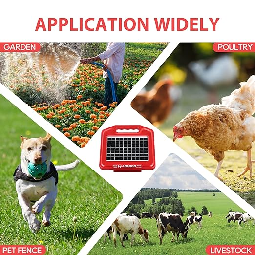 S600 Solar Electric Fence Charger - 35 Mile Range, 0.65 Joules Powerful Solar Fence Charger, Ideal for Livestock and Garden Protection