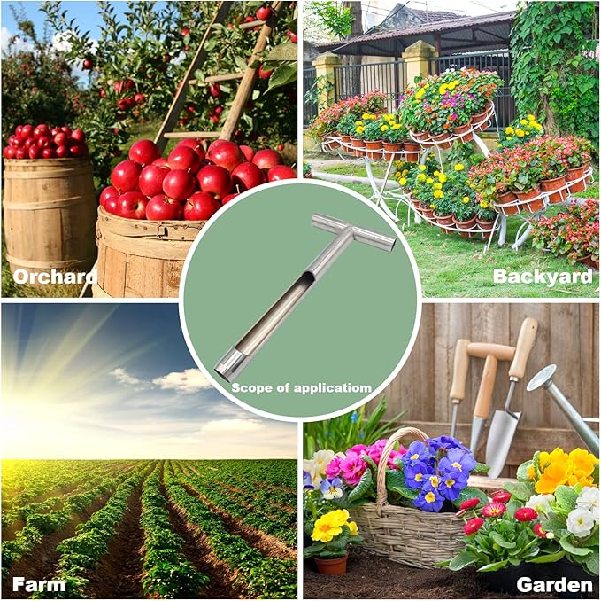 Soil Sample Probe 12 Inch with Reusable Soil Sampler Bags,Stainless Steel T-Style Handle Soil Test Kit,Soil Probe Rod for Soil Sampling Plant Care/Agriculture/Garden/Farm/Golf Course (12”S/T-Style)