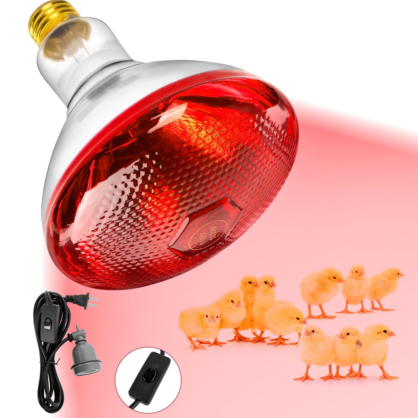 ROVOCLO Heat Lamp for Chickens,150W Red Heat Lamp Infrared Light Bulb for Chicks,Chicken Coop